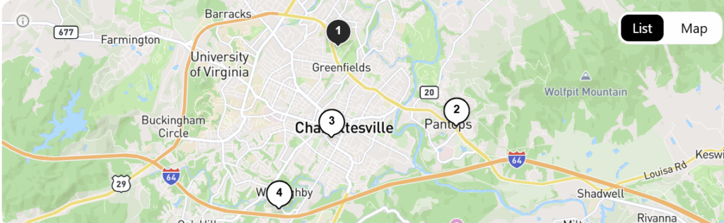 map of gyms in charlottesville