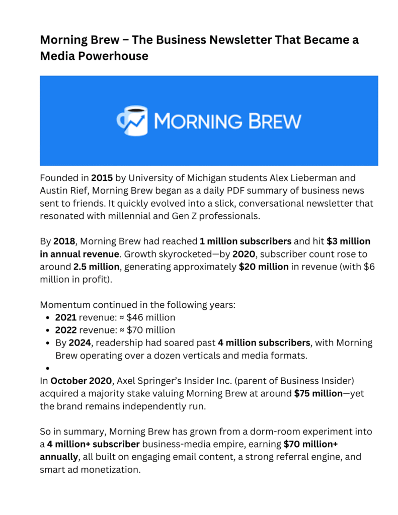 morning brew newsletter